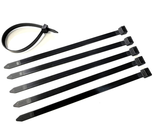 Heavy-duty cable ties, ultra-strong, large, made of nylon, industrial quality, with a tensile strength of 110 kg, 12 x 290 mm, black, 50 pieces