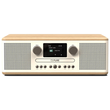 Pure Classic C-D6 muusikakeskus (CD-mängija, DAB+/FM, Bluetooth, AUX, USB, äratuskell, unetaimer) Puuvillvalge/tamm