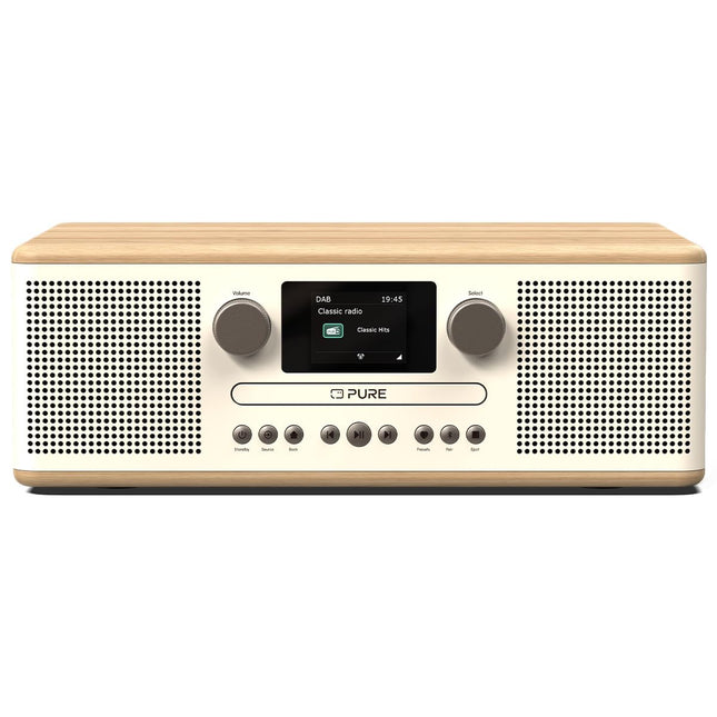 Pure Classic C-D6 muusikakeskus (CD-mängija, DAB+/FM, Bluetooth, AUX, USB, äratuskell, unetaimer) Puuvillvalge/tamm