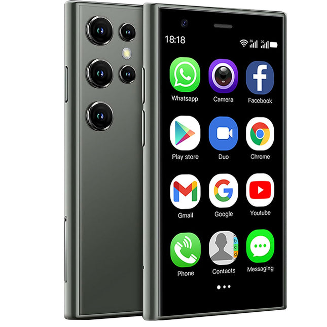 Hipipooo mininutitelefon 3-tolline Android 8.1 kahe SIM-kaardiga minitelefon 1000mAh aku 0.3MP + 2MP kaamera 2GB + 16GB (3G roheline)
