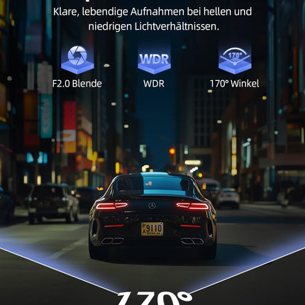CIEVIE 4K+1080P autokaamera ees ja taga 64 GB SD-kaardiga, 5 GHz WiFi-ga autokaamera 1,5-tollise IPS-ekraaniga, 170° lainurk, G-andur, WDR öine nägemine, tsükkelsalvestus, rakenduse juhtimine, toetab maksimaalselt 256 GB