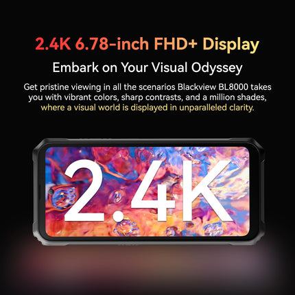 Blackview Outdoor Smartphone Dual 5G BL8000, Dimensity 7050 24GB+512GB, 50MP Camera, 6.78'' 2.4K Dual Screen, 8800mAh Battery, 33W Fast Charging, IP68 Waterproof Mobile Phone, NFC GPS OTG Gold