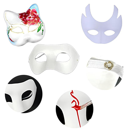12-osaline isetehtud valge pabermask, maskiballi peomask, värvitavad pabermaskid, valged ja värvimata, isiksuse, loomingulise disaini, karnevali, rollimängu ja cosplay jaoks