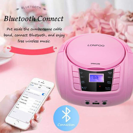 Kaasaskantav CD-mängija Boombox FM-raadio/Bluetoothi/USB/AUX-sisendiga | 3,5 mm mikrofoni- ja kõrvaklapipesa | 2x2W selge stereoheli (LP-D03P)