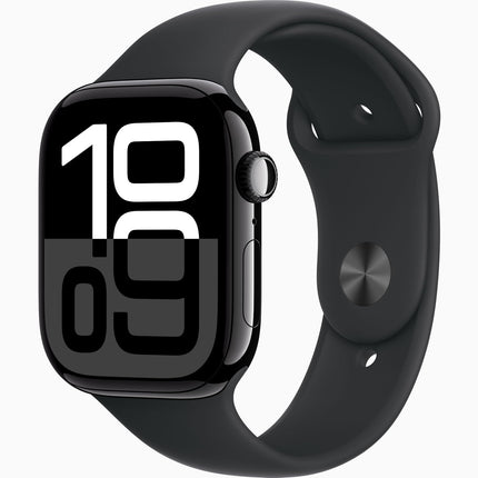 Apple Watch Series 10 [GPS, 46mm] - Diamond Black Aluminum Case with Black Sport Band, M/L (Refurbished)