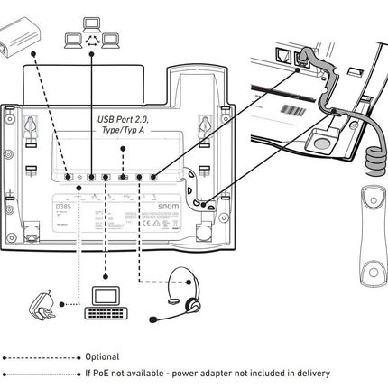 Snom D385N IP-telefon, SIP-lauatelefon, 4,3-tolline TFT-värviline ekraan 480 x 272 pikslit, 12 SIP-identiteeti, sensoriga lüliti, USB, 48 isemärgistavat klahvi (12 füüsilist), must, 00004600