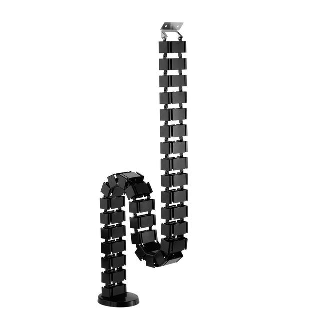 Mimoke cable guide for height-adjustable desks. Flexible cable conduit, length 1285mm. Cable management square, Kuba Slim, black (screw mounting, black).