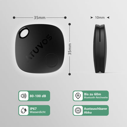 ATUVOS Air Tag nutikas jälgija 4 tk, võtmeleidja, mis ühildub Apple Find My? rakendusega (ainult iOS, Android ei ole toetatud), Bluetooth-võtmeleidja pagasi/kottide/kohvrite jaoks, vahetatav aku