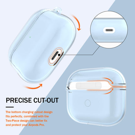 MHYALUDO läbipaistev ümbris, mis ühildub Airpods Pro ümbrisega, ühildub Airpods Pro (2019) ümbrisega, läbipaistev pehme löögikindel kaitseümbris nööri puhastuspulgaga, sinine