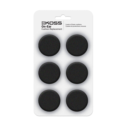 Koss Ear Pads for PortaPro, Sporta Pro, KSC75 Headphones (6 Pack) - Black