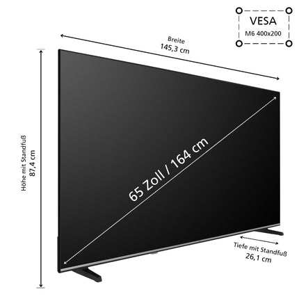 JVC TV 65 inch Smart TV VIDAA LT-65VD3555 4K TV UHD, HDR TV with Dolby Vision and integrated triple tuner, LED TV black