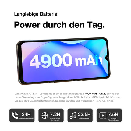 AGM Note N1 LITE mobiiltelefon ilma lepinguta (2024), 8(4+4) GB + 128 GB/256 GB TF, Android 13 nutitelefon soodne, 6,52'' HD+ 90Hz, 50 MP kaamera + 2 MP mikrokaamera 4900mAh koos Face ID-ga, sõrmejäljelugeja, 4G kahe SIM-kaardiga