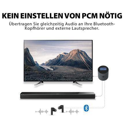 Avantree Orbit Pro - Bluetooth-heli saatja telerile optilise või AUX-heli väljundiga (sh nutitelerid), ruumiline heli, lihtne helitugevuse reguleerimine AirPodidele ja teistele kõrvaklappidele