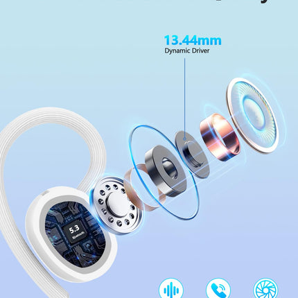 Bluetooth-kõrvaklapid spordile, 2025. aasta kõrvasisesed kõrvaklapid, juhtmevabad Bluetooth 5.3 HD-mikrofoniga, suurepärane heli, 128 tundi mänguaega, mugav sobivus, kahekordne LED-ekraan, IP7 veekindlad kõrvaklapid kõrvakonksuga