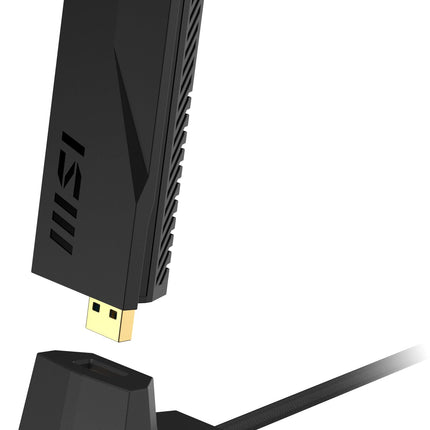 MSI BE6500 WiFi 7 USB Adapter - Wi-Fi up to 2880 Mbps (6 GHz) + 2880 Mbps (5 GHz) + 688 Mbps (2.4 GHz), MU-MIMO, adjustable antenna - Wired mount included