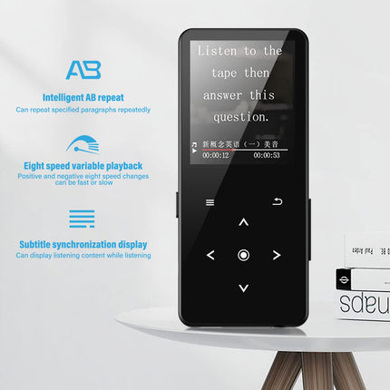 MP3-mängija 32 GB Bluetooth 5.0 kadudeta muusikapleier HiFi kaasaskantav kõlar sisseehitatud HD kõlar videosalvesti FM-raadio e-raamatu tugi kuni 128 GB