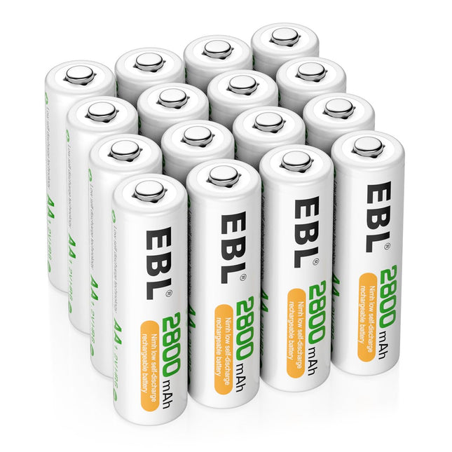EBL AA Mignon 2800mAh laetavad akud, 16 tükki - laetavad AA-akud, pikk laadimistsüklite arv, madal isetühjenemine, komplektis akukarp