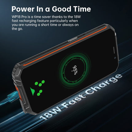 OUKITEL 12500mAh Battery Outdoor Smartphone Without Contract WP18 PRO, 13MP Dual Camera IP68 IP69K Rugged Mobile Phone, Octa Core 4GB 64GB, 5.93'' HD+, Android 12, Dual SIM, Fingerprint, GPS NFC Orange