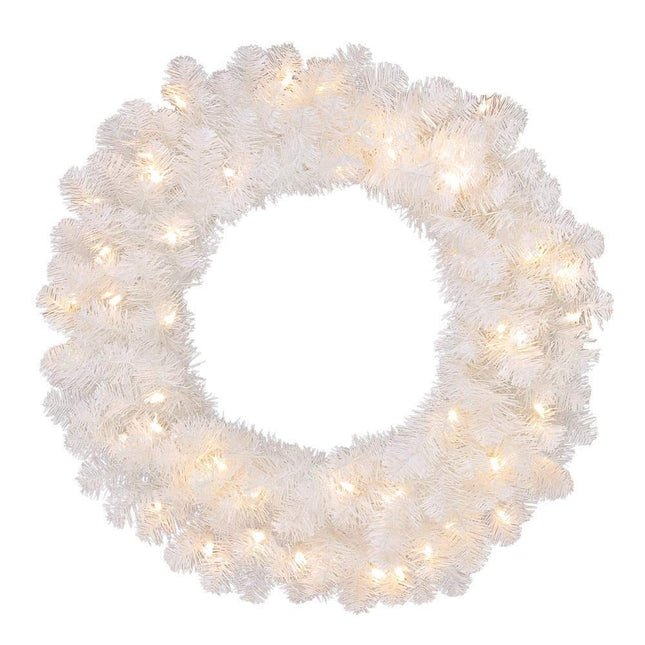 Pre-lit white Alaska pine Christmas wreath for fireplaces, walls, doors, stairs, artificial Christmas tree, garden, yard decorations with 30 warm white LEDs, 55 cm