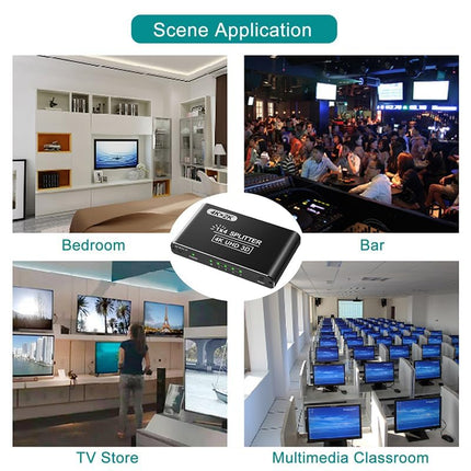 HDMI jaotur 1 sisend 4 väljundit - 4k HDMI jaotur 1 sisend 4 väljundit toetab HDCP 1.4 4K 3D UHD 1080P - HDMI jaotur 4 monitori samaaegselt HD TV Fire Stick Xbox PS3 PS4 jaoks