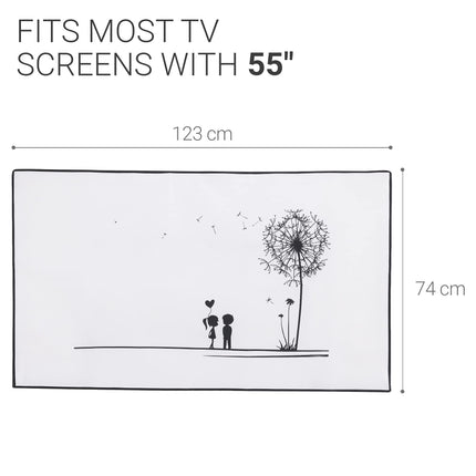 kwmobile 55" TV Cover - Indoor TV Screen Protector Cover - TV Screen Dust Cover - Dandelion Love Black White