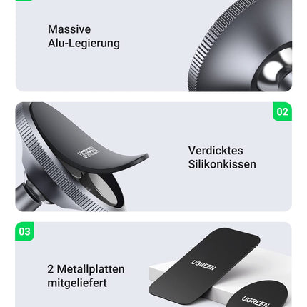 UGREEN autotelefoni hoidik, magnetiga autokinnitusega mobiiltelefoni hoidik, magnetiline 360° mobiiltelefoni magnetiline hoidik, auto-sõiduki mobiiltelefoni hoidik, ühildub iPhone 15 Pro Max Plus 14 13 Galaxy F34 S23 jne.