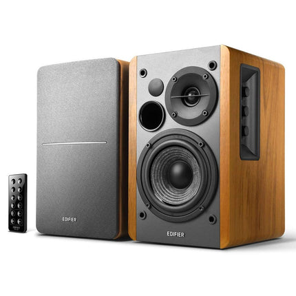 Edifier Studio R1280DB - 2.0 Bluetooth-kõlarisüsteem (42 vatti), raamaturiiuli kõlar infrapunapuldiga puiduvärvis
