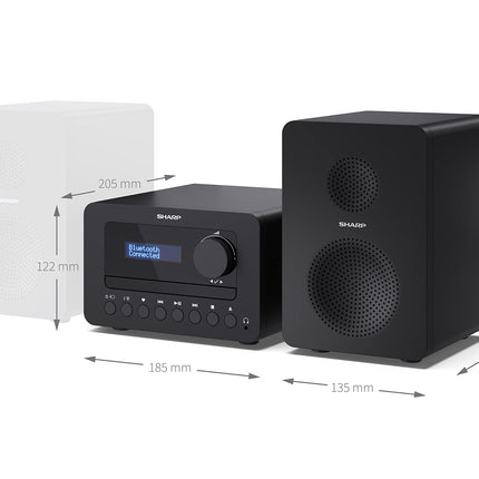 SHARP XLB520D HI-FI helisüsteem kompaktne süsteem (40 vatti, digitaalraadio DAB+ ja FM-tuuneriga, Bluetooth), must