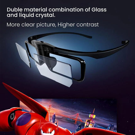 JMGO laetavad aktiivkatikuga 3D-prillid – ühilduvad ainult JMGO DLP-Link 3D-projektorite ja laserteleritega, moodne disain, kerged vaid 26 g, 40 tundi tööaega ühe laadimisega (must)