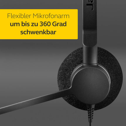Jabra Q711011 Biz 2300 QD kõrvapealsed monopeakomplektid kiire lahtiühendamisega - mürasummutavad juhtmega kõrvaklapid lauatelefonidele, mustad, kiire lahtiühendamine