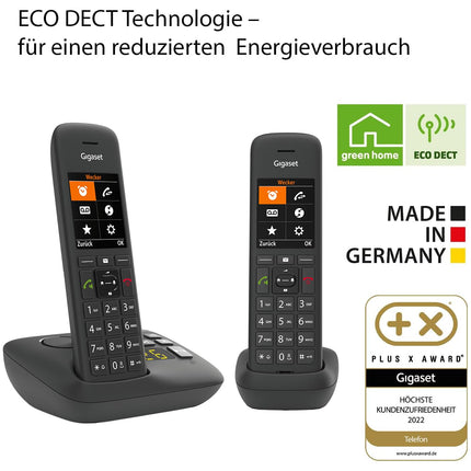 Gigaset C575A Duo - 2 juhtmeta DECT-telefoni automaatvastajaga - suur värviline ekraan moodsa kasutajaliidesega - aadressiraamat - Jumbo režiim ja funktsioon „Ära sega“, must [saksa versioon]