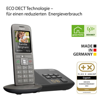 Gigaset CL660A juhtmeta DECT-telefon automaatvastaja ja suure TFT-värvilise ekraaniga, metallist antratsiithall, Box 200 [saksa versioon]
