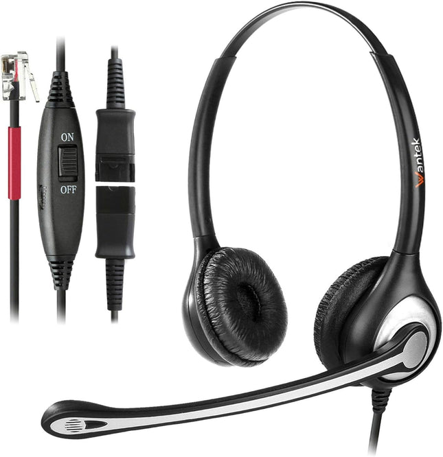 Wanteki telefonipeakomplekt RJ11 binaural mürasummutava mikrofoniga, kiire lahtiühendamisega, lauatelefoni kõrvaklapid Yealinki, Avaya, Cisco, Grandstreami, Snomi, Panasonicu, KXT IP-telefonidele (602QY1)