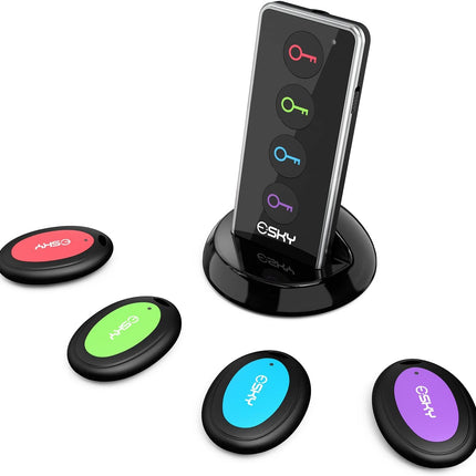 Esky Key Finder, Key Finder Whistle with RF Wireless Key Finder with LED Flashlight Item Tracker Keychain Beeper for Keys Wallet Cell Phone Luggage 4 Receivers