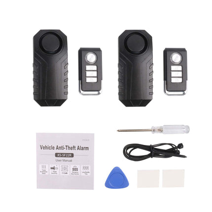 Lancoon Bicycle Alarm, Anti-Theft Device for Motorcycles with Remote Control, 113 dB Super Loud (2-Pack)