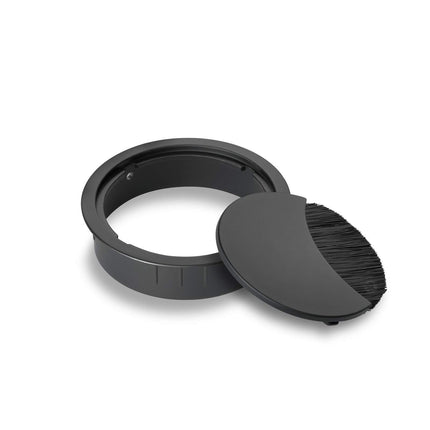 Eisnhauer cable box made of stainless steel, black lacquered, 80 mm, suitable for multiple cables, brush seal and removable cover, height approx. 21 mm
