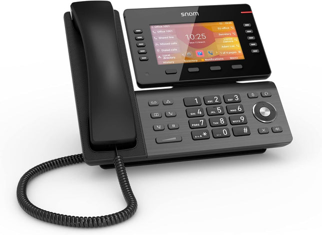 Snom D865 IP-telefon, SIP-lauatelefon, 5-tolline IPS-värviline ekraan 1280 x 720 pikslit, 12 SIP-identiteeti, 10 programmeeritavat funktsiooniklahvi, WiFi NFC, Bluetooth, 3-aastane tootjagarantii, must, 00004536