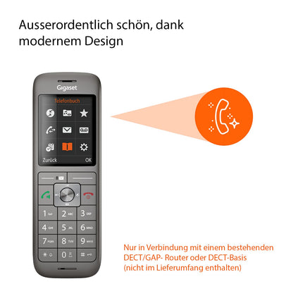 Gigaset CL660HX - DECT juhtmeta telefon ruuteritele - Fritzbox, antratsiitmetallik ja DECT baasjaam Box 100 teie enda sidesüsteemi jaoks Gigaset telefonidega, mustas värvitoonis