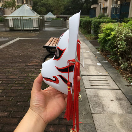 YangYongi rebase mask, keskmise suurusega Kitsune Kabuki mask poistele, Jaapani koomiksi-anime teemaline kostüümmask maskiballiks, peoks, halloweeniks