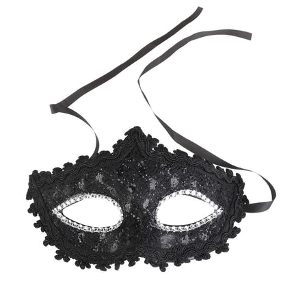 BESPORTBLE pitsist kristall-rhinestones Veneetsia stiilis cosplay mask Halloweeniks/maskeraadiks/kostüümipeoks (must)