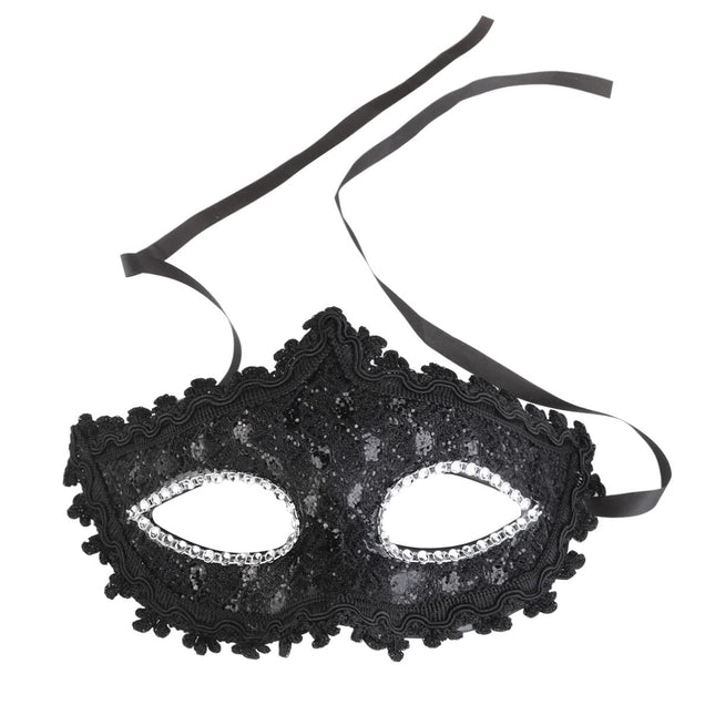 BESPORTBLE pitsist kristall-rhinestones Veneetsia stiilis cosplay mask Halloweeniks/maskeraadiks/kostüümipeoks (must)