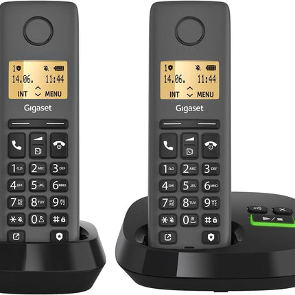 Gigaset PURE 120A Duo - 2 juhtmeta telefoni automaatvastajaga - ECO DECT - Ära sega - valgustatud ekraan - kuuldeaparaatidega ühilduv, antratsiitmust [Ühildub Saksamaal, Itaalias, Prantsusmaal, Hollandis, Belgias, Šveitsis, Austraalias]