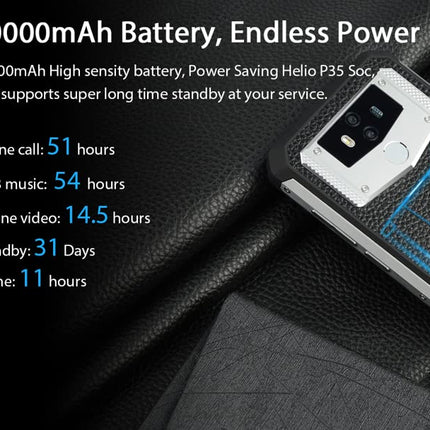(2019) OUKITEL K12 Android 9.0 Smartphone Without Contract with 10000mAh massive battery, 6.3" Waterdrop FHD+ Display Mobile Phone, Helio P35 Octa-Core 2.3GHz 6GB+64GB, Fast Charging, Leather+Metal Design, NFC