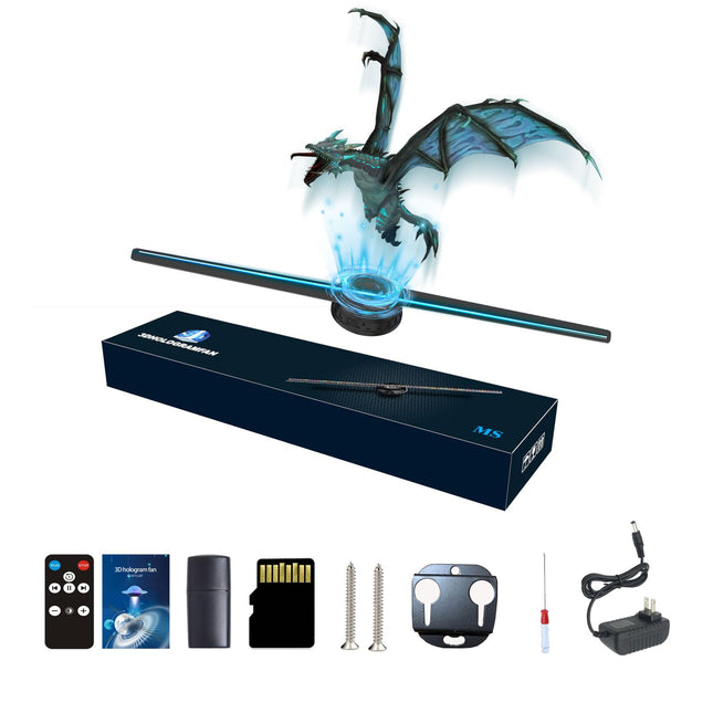 Missyou 42CM 3D hologrammprojektor ja 700 videopoodi, HD LED 2000*1444PX eraldusvõimega hologrammprojektor, reklaamiekraan näituste, kaubanduskeskuste, seinte, kummituste, jõulude ja halloweeni jaoks