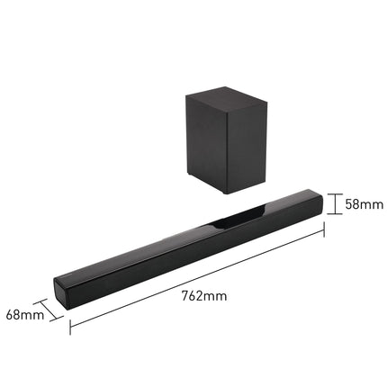 Panasonic SC-HTB150 heliriba (juhtmevaba ja juhtmega, juhtmevaba subwooferiga, 2.1 kanaliga, heliriba kõlariga, 100 W, bassrefleks, HDMI), must