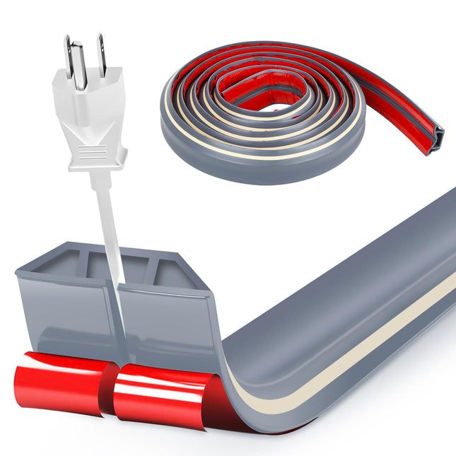 Chudeng 3 Meter Long Gray Self-Adhesive Cable Duct Floor, Silicone Cable Bridge Floor, Cable Management, Cable Cover and Cable Hideaway