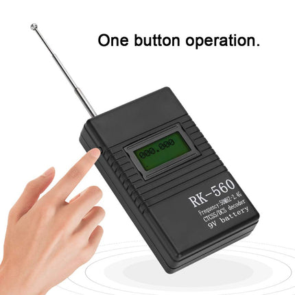 ASHATA kaasaskantav sagedusloendur, täpne RK560 50MHz 2.4G sagedusloendur, kaasaskantav pihuarvuti raadiosageduse tester kahesuunalisele raadiole, Baie walkie-talkie dekooder, CTCSS/DCS SMA emane