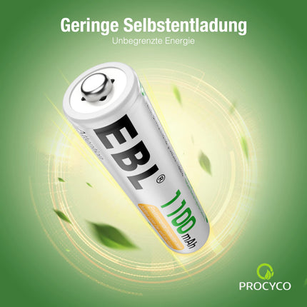 EBL AAA battery 1100mAh 20 pieces Micro AAA rechargeable batteries type NI-MH high charging cycles