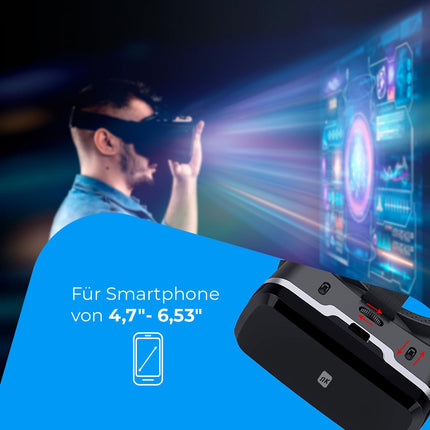 NK nutitelefoni 3D VR-prillid - nutitelefoni virtuaalreaalsuse nutikad prillid 4,7" - 6,53", vaatenurk 90-100 kraadi, 360° pöörlemine, reguleeritav lääts ja pupilli reguleerimine - must