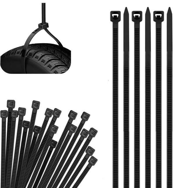 Black Cable Ties, 300 mm x 4.8 mm, Heavy-Duty Nylon Cable Ties with 50 kg Tensile Strength, Multi-Purpose Cable Ties for Indoor and Outdoor Use, Home, Office, 200 Pack